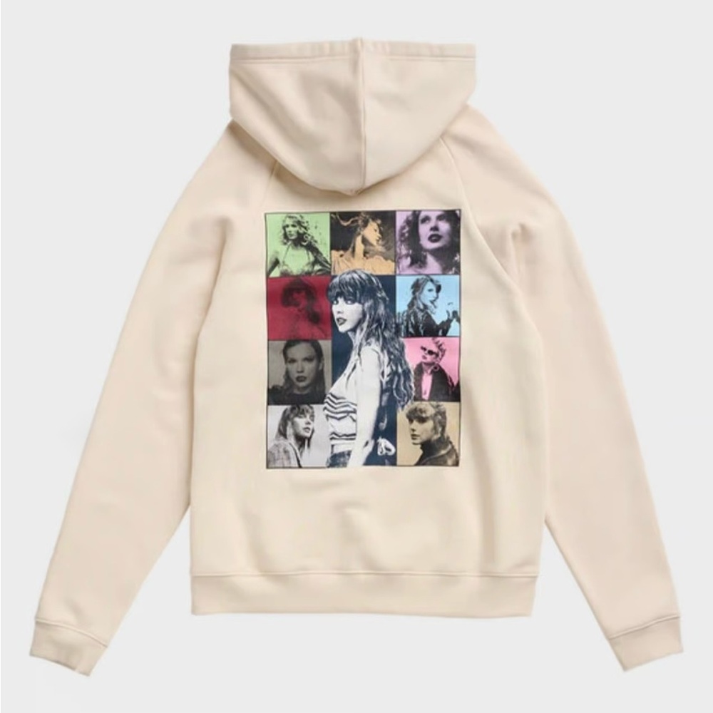 Taylor Swift Cream Hoodie with Multicolor Graphic